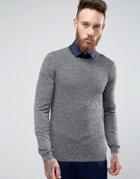 Asos Crew Neck Sweater In Merino Wool - Gray