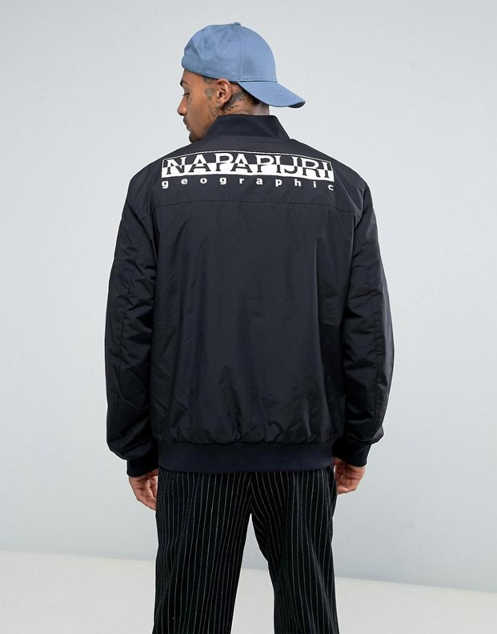 Napapijri Tier 1 Askam Bomber Jacket With Logo Back - Black