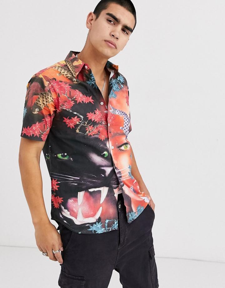 Ripndip Koi Button Up Short Sleeve Shirt In Multi