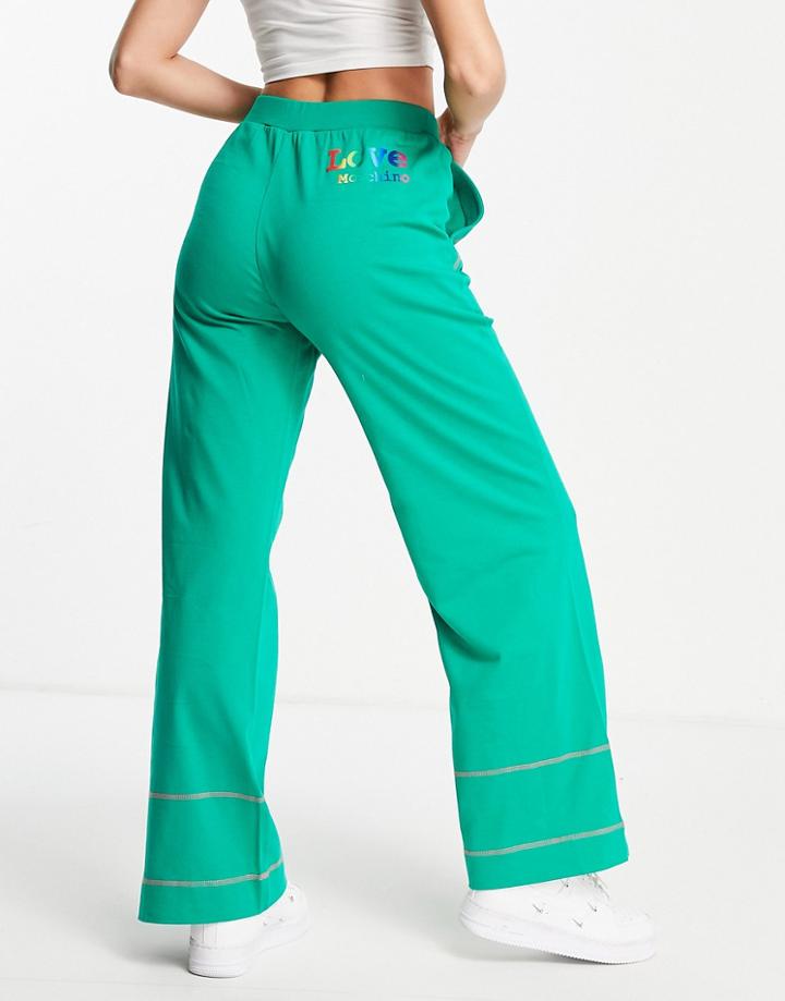Love Moschino Wide Leg Sweatpants In Green