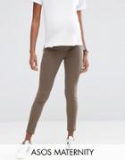 Asos Maternity Rivington Jean In Walnut Brown With Under The Bump Waistband - Brown