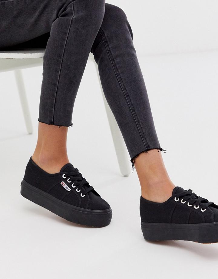 Superga 2790 Black Flatform 4cm Sneakers