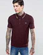 Fred Perry Polo Shirt With Tipping In Slim Fit In Port Marl - Red