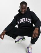 Mennace Oversized Hoodie With Varsity Print In Black