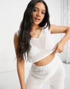 Influence Crochet Cropped Beach Top-white