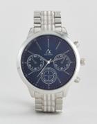 Asos Watch With Silver Bracelet And Navy Face - Silver