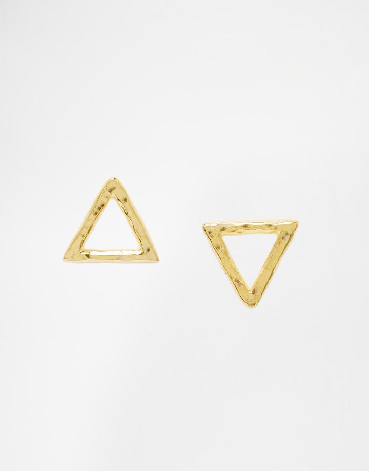 Ottoman Hands Cut Out Triangle Stud Earrings - Gold
