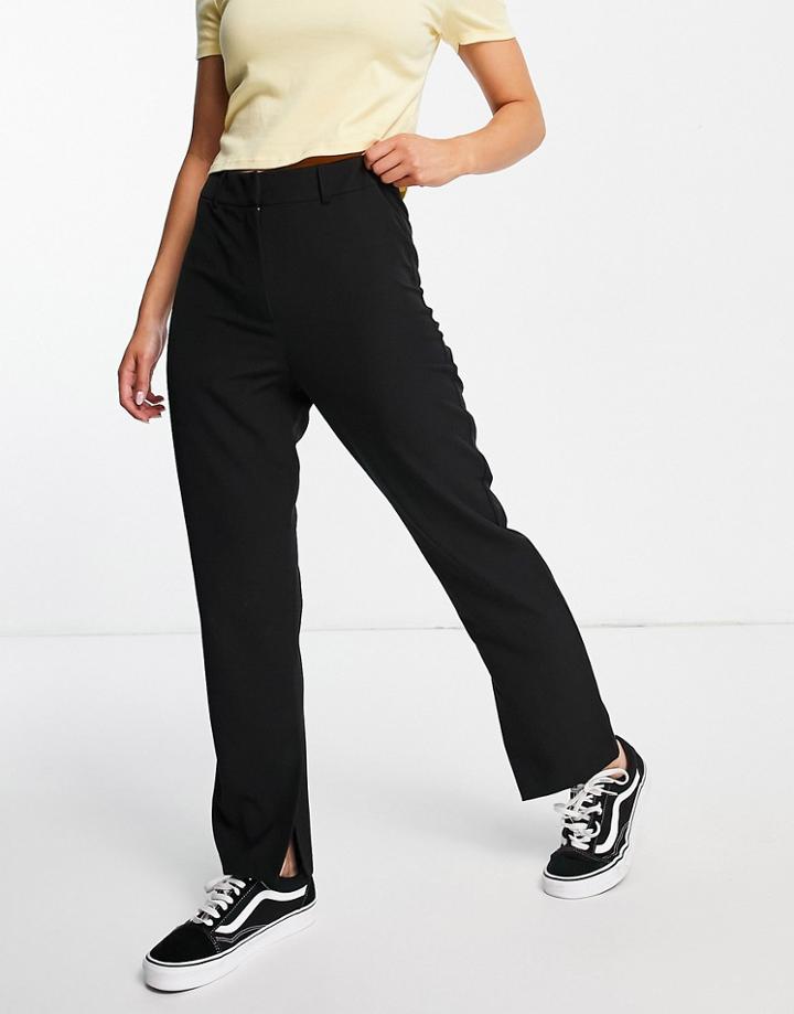 Miss Selfridge Tab Detail Side Split Cigarette Pants In Black