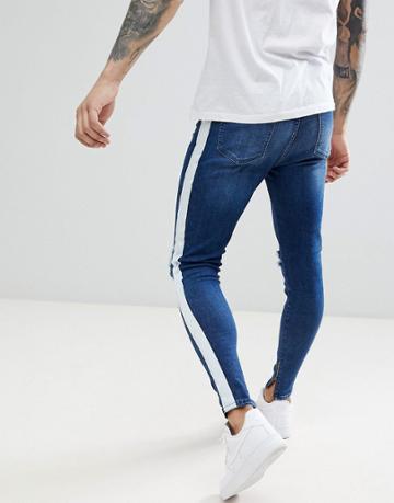 Aces Couture Skinny Jeans With Taping Detail - Blue