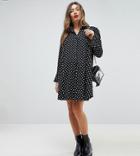 Asos Maternity Long Sleeve Shirt Dress In Spot - Multi