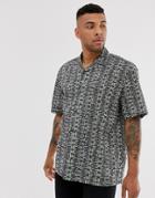 Asos Design Super Oversized Short Sleeve Shirt In 90s Retro Print - Black