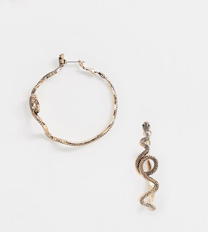 Aldo Raengwen Snake Hoop Earrings In Gold - Gold