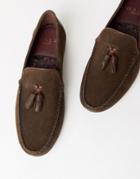 Walk London Ben Loafers In Brown Suede - Brown