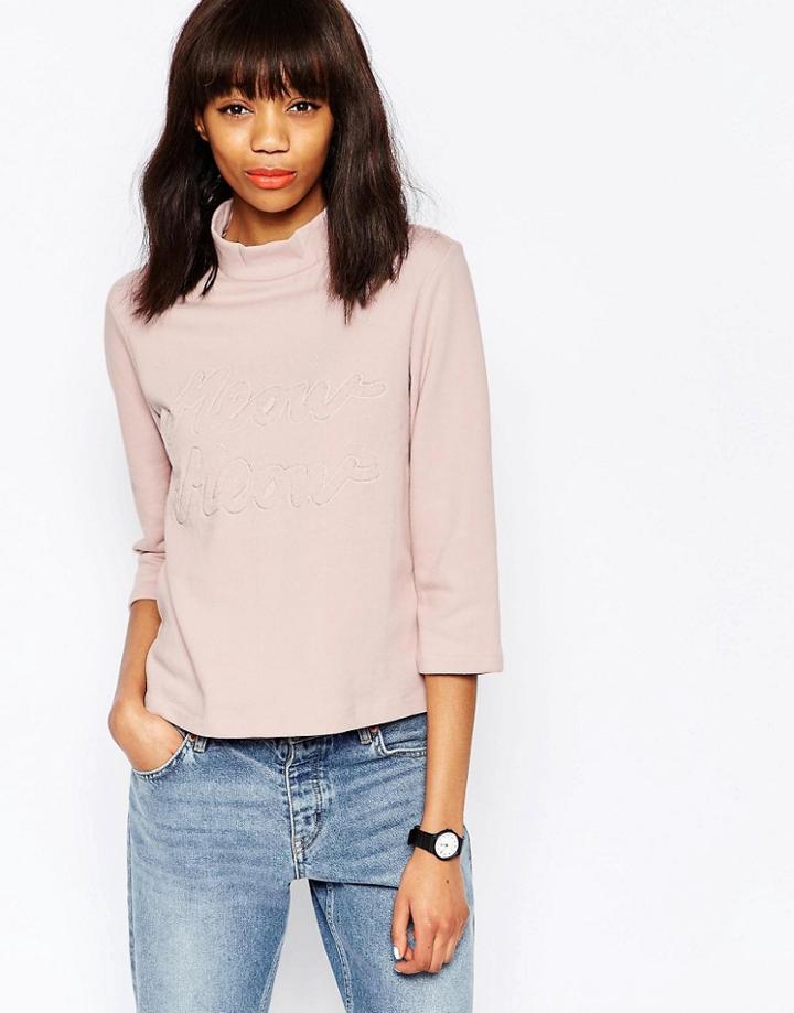 Monki Meow Meow Sweat - Pink