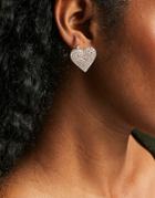 True Decadence Rhinestone Heart Oversized Stud Earrings In Gold