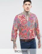 Reclaimed Vintage Inspired 70s Shirt In Paisley Print Reg Fit - Purple