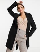 Miss Selfridge Skater Wrap Coat In Black