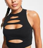 Hiit Crop Tank Top With Cut Outs In Black