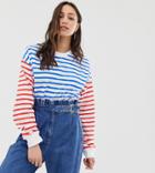 Asos Design Tall T-shirt In Cut About Stripe - Multi