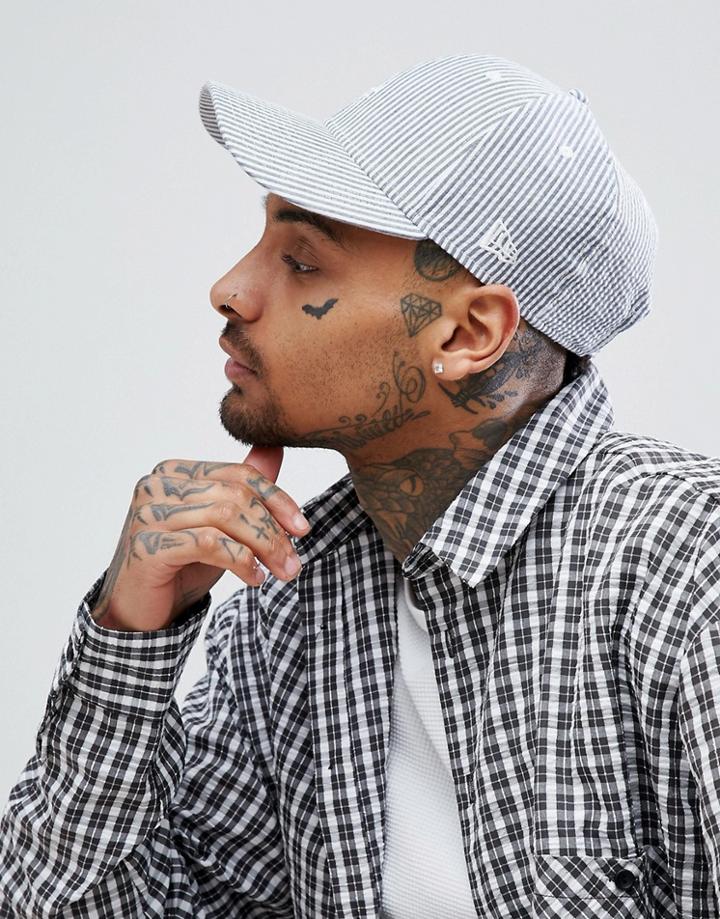 New Era 9forty La Dodgers Adjustable Baseball Cap In Seersucker - Blue