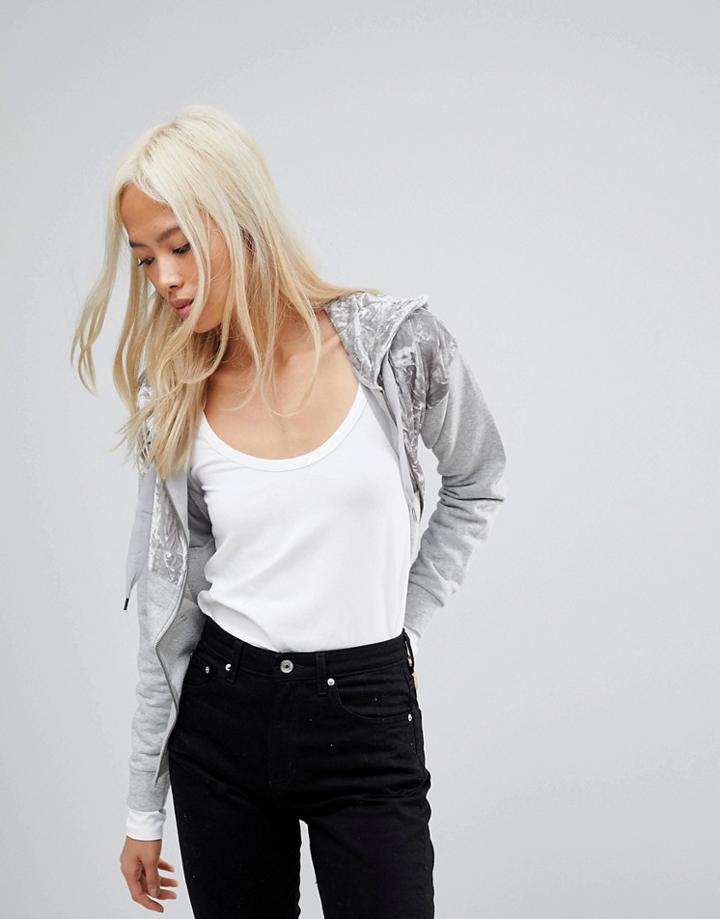 Blend She Venice Hoody With Crushed Velvet - Gray