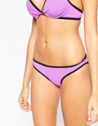 Asos Mix And Match Contrast Micro Brazilian Bikini Bottom - Rododendro Purple