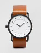 Tid No 1 Leather Watch In Tan With White Face - Tan
