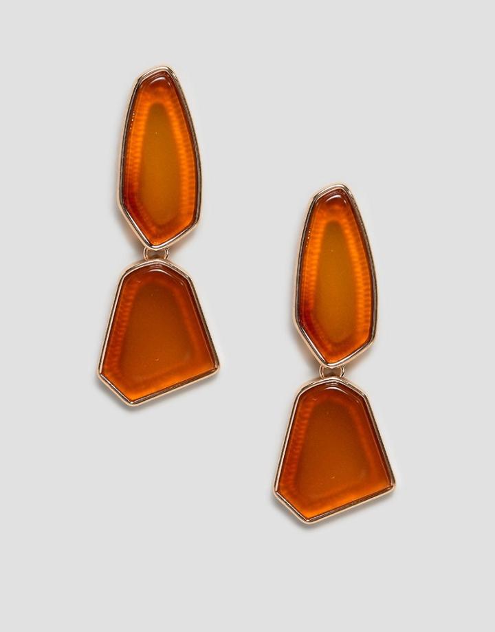 Monki Drop Earrings In Brown And Gold - Gold