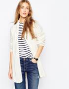 Asos Belted Cardigan In Cable Knit - Cream