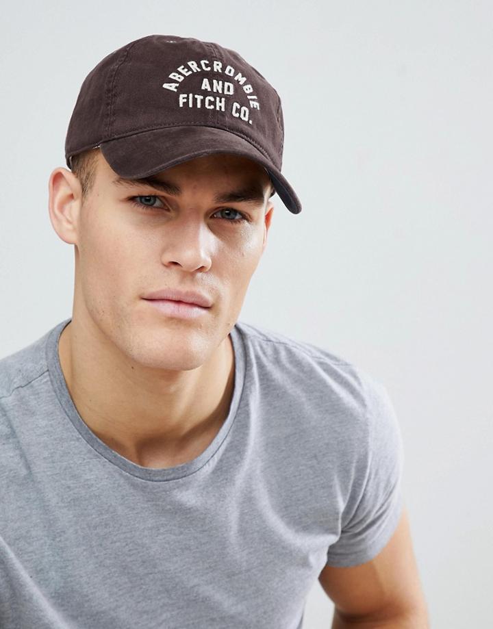 Abercrombie & Fitch Logo Twill Baseball Cap In Burgundy - Red