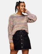 Topshop Knitted Spacedye Sweater-pink