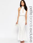Jarlo Petite Halter Neck Maxi Dress With Front Keyhole Detail - Ivory