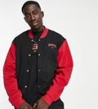 Reebok Vintage Bomber Jacket In Black And Red - Exclusive To Asos