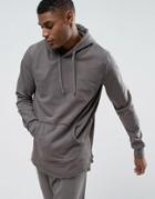 Criminal Damage Slate Tracksuit Hoodie With Curved Hem And Concealed Side Zips - Gray