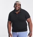 Le Breve Plus Muscle Fit Polo In Black