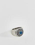 Asos Ring With Turquiose Stone In Burnished Silver - Silver