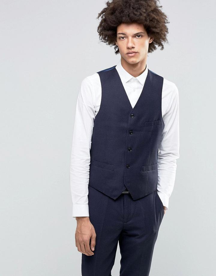 Feraud Heritage Premium Wool Birdseye Waistcoat - Navy