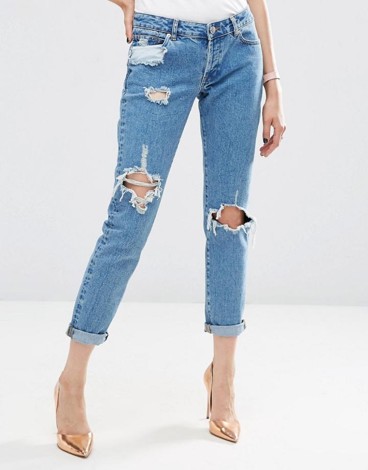 Asos Brady Boyfriend Jean In Athens Wash - Midwash Blue