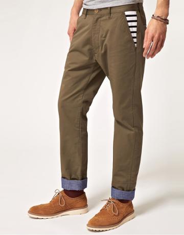 Izzue Stripe Detail Chinos - Green