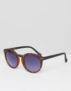 Jeepers Peepers Round Glasses With Blue Lens - Brown
