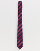 Asos Design Slim Tie In Red Stripe - Red