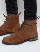 Asos Lace Up Boots In Tan Suede With Wrap Around Lace - Tan