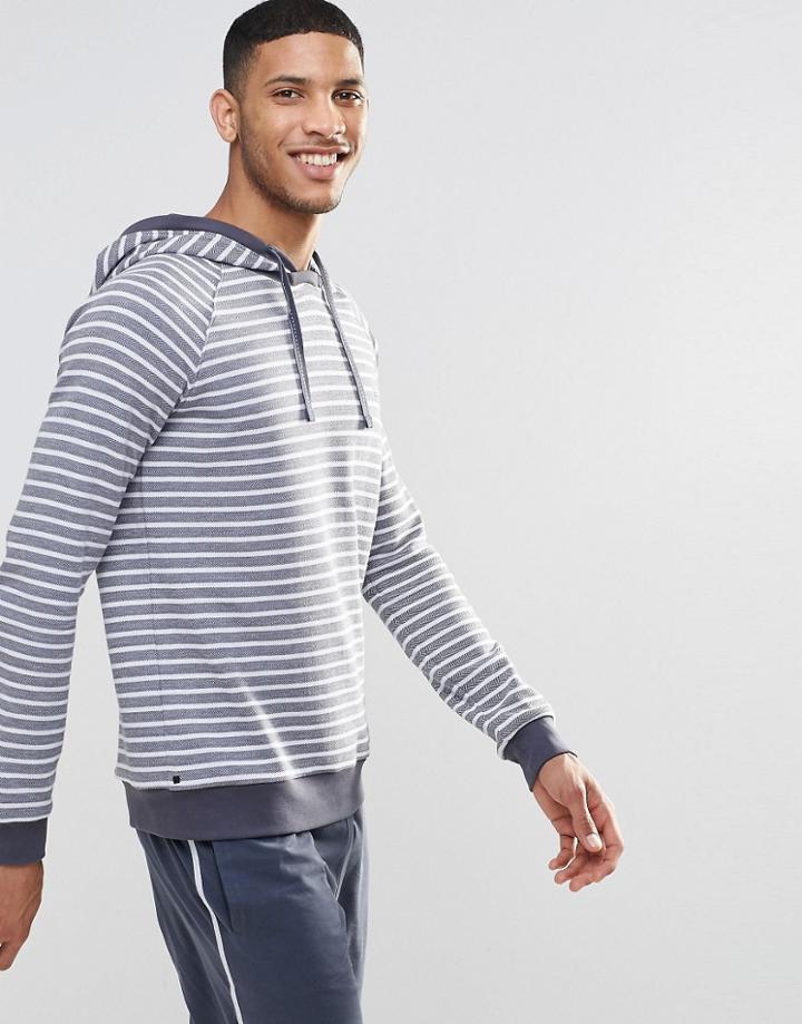 Boss By Hugo Boss Stripe Lounge Hoodie In Regular Fit - Gray