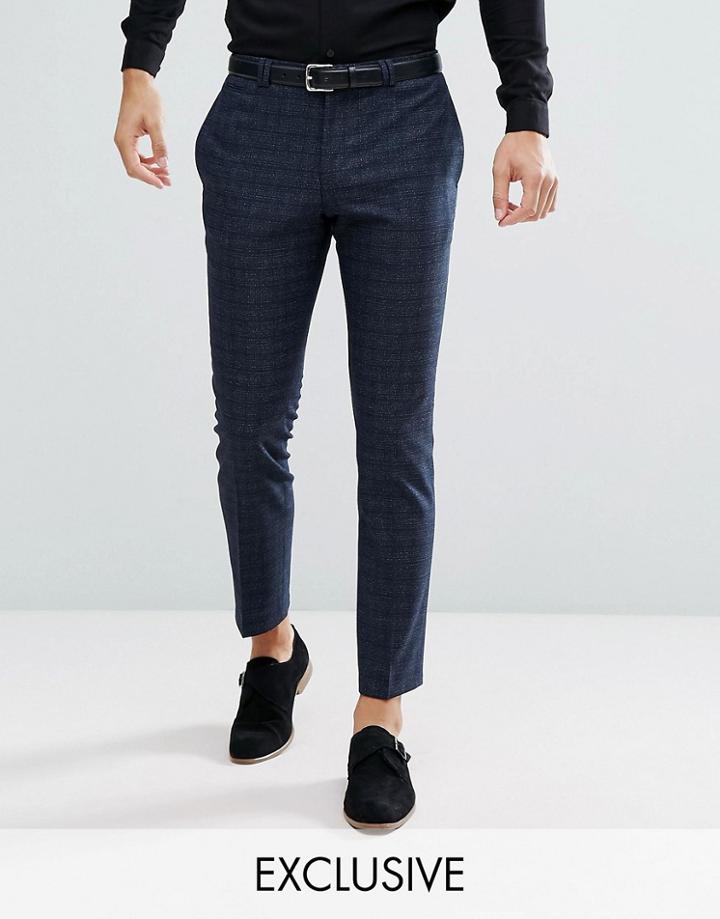 Noak Slim Wedding Suit Pants In Texture - Navy