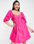 The Frolic Puff Sleeve Smock Dress In Fuchsia Pink
