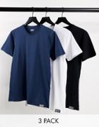 Diesel 3 Pack Loungewear T-shirt In Black/white/navy-multi