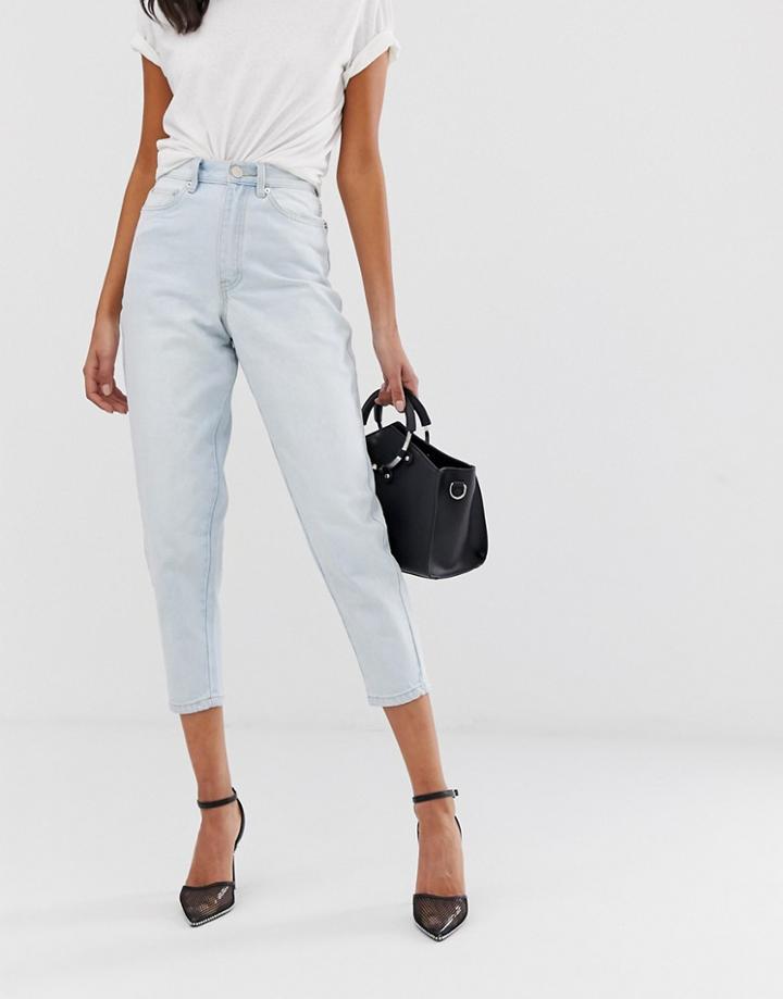Asos Design Balloon Leg Boyfriend Jeans In Bleached Out Blue Wash