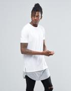 Asos Super Longline T-shirt With Curved Hem Extender And Side Zips In White - White
