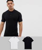Asos Design 2 Pack Muscle Fit Jersey Polo Save - Multi