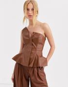 Simonett Kasavra Pu Bandeau Peplum Top-brown